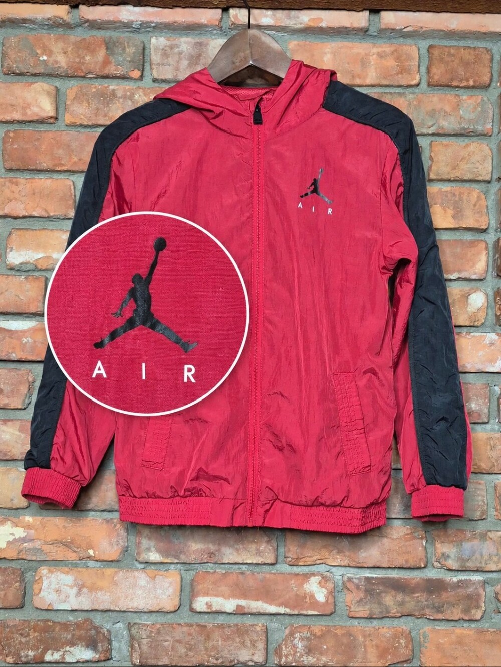 Air Jordan Jumpman Hooded Windbreaker Jacket Colorblock Mesh Lined Youth Large